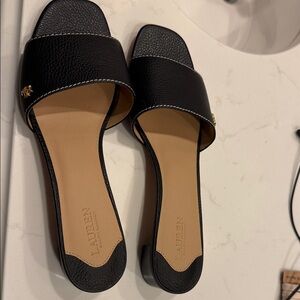 Ralph Lauren Black leather slides